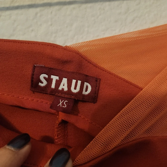 STAUD Carmine Red Colorblock Nylon Blend Wide Leg Pants Size XS - Picture 8 of 12